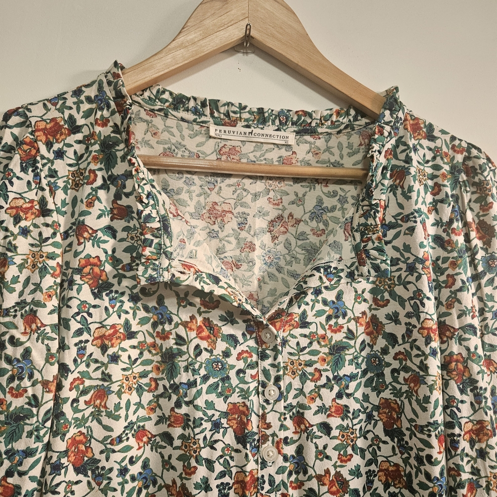 Peruvian Connection Pima cotton Prairie Flower Dress Boho size Xs - Picture 10 of 10